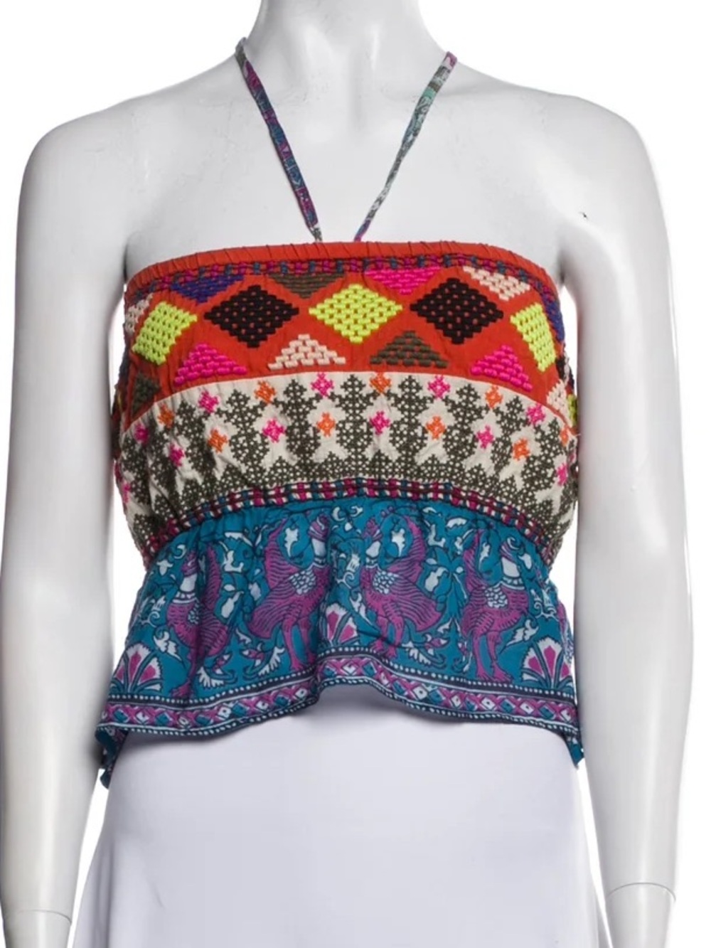 CALYPSO ST. Barth Bohemian Multi-Color Strapless Peplum Top